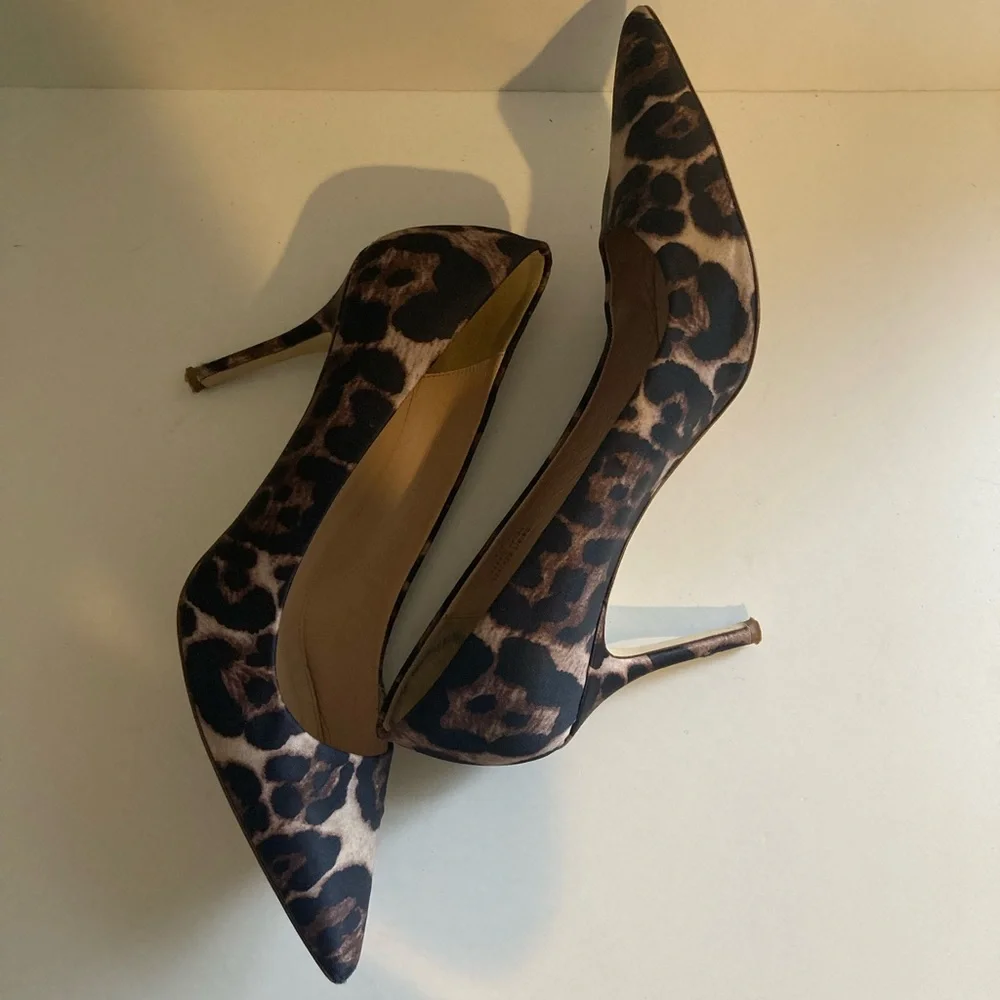 J. Crew Elsie Stiletto pumps in leopard satin